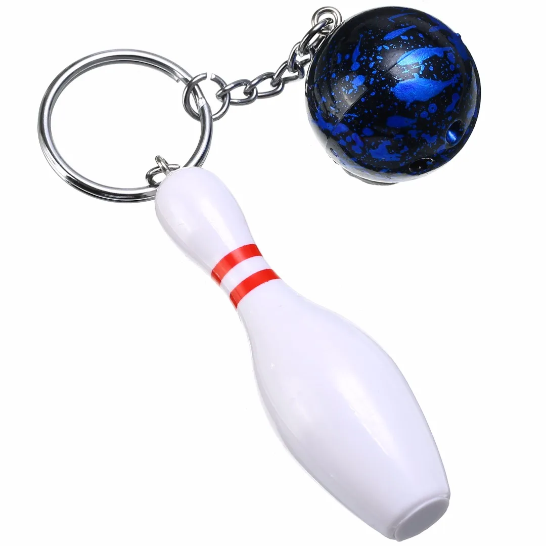 Creative  Key Chain Ring Metal Plastic Bowling With Ball Purse Bag Keyring For Women Men Jewelry Gift Shellhard