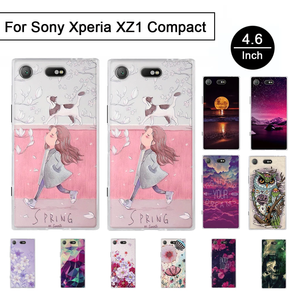

Silicone Case For Sony Xperia XZ1 Compact G8441 4.6" Back TPU Phone Cover For Sony Xperia XZ1 Mini G8441 TPU Shells Fundas Coque
