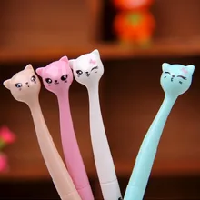 1 лот = 32 шт.! Милый мультфильм мода тонкий маленькая кошка может стоять выражение гель-чернилами / студент ручка