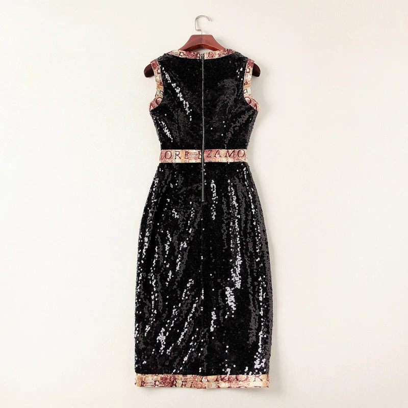 Sans Robes Qualité Automne Robe Piste Femmes Manches 2019 cou Haute Npd0868n Crayon O Imprimé De Paillettes pwSccAqC1R