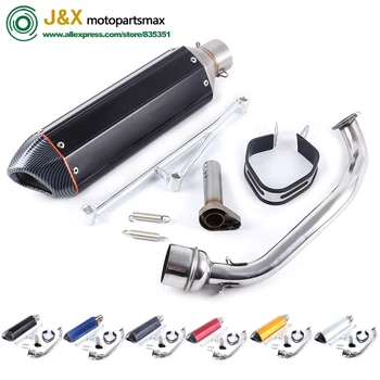 

Motorcycle Scooter Full system GY6 125cc 150cc contact middle pipe muffler exhaust fit 157qmj 152qmi 4 Stroke engine slip on