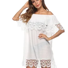 For The Beach Swimwear Cover Up Women Swim Skirt Outings 2019 Women’s Tunic New Lace Sexy Dress Sun Animal Cotton