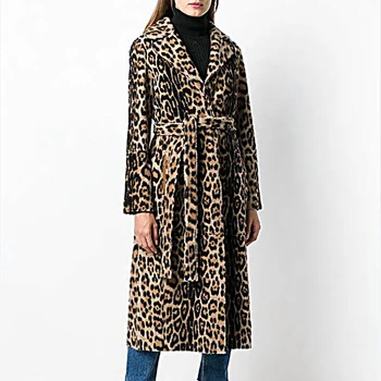 

Leopard Print Streetwear Long Faux Fur Coat Women 2018 Autumn Fashion Office Warm Winter Female Elegant Lady Loose Outerwear