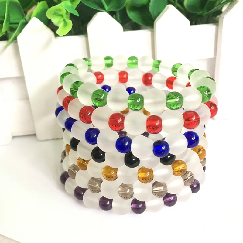 

Glass Beads Bracelet Handmade Trendy Jewelry Grind Arenaceous Glass Bead Charm Lucky Bracelet For Women Glass Beads Bracelet
