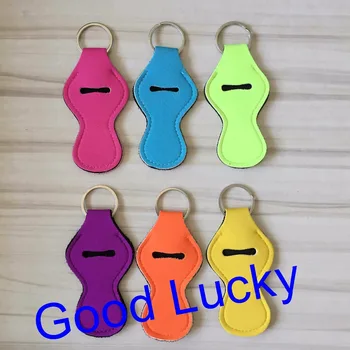 

1000pcs/lot free shipping 6 colors solid colors neoprene chapstick holder keychain lipstick cover