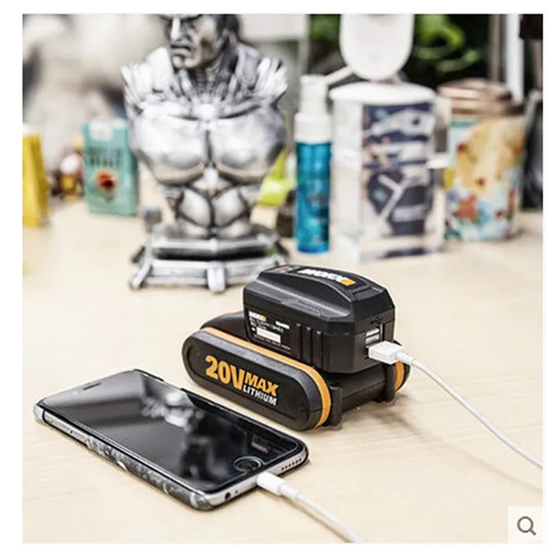 Лучший WORX 20V usb зарядное устройство банк разъем 20V батареи WA4009 подходит для всех worx 20V батареи как показано на фото