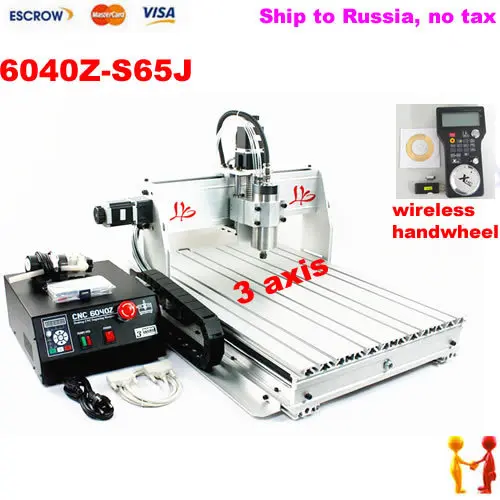 

Ship to Russia no tax. LY CNC 6040Z-S65J, CNC 6040 cnc router 800w Engraver Cutting Drilling Milling Machine+wireless handwheel