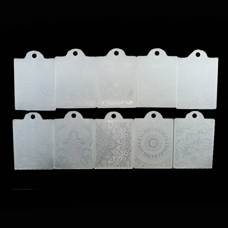 New 10Pcs Nail Stamping Plates Set Stamper Scraper Nail Polish Stamp Mold DIY Plastic Nail Art Templates Stencil Equipments Sets 3