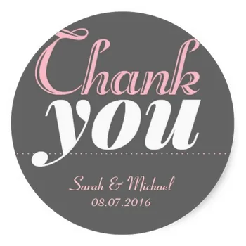 

3.8cm Pink Grey Sweet Typography Thank You Stickers