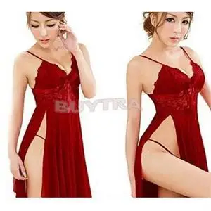 red lingerie gown