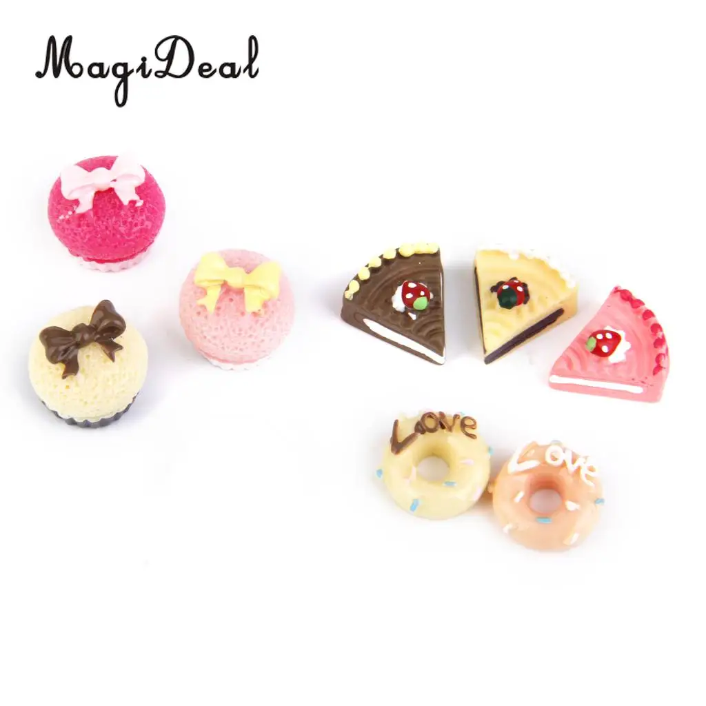 MagiDeal 8Pcs Resin Kitchen Food Creamy Cakes Dollhouse Miniature 1/12 for Birthday Wedding Bakery Scene Kids Pretend Play Toy
