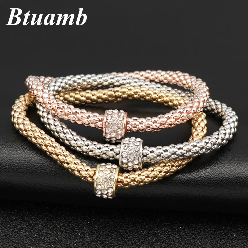 Btuamb горячая Распродажа браслеты с бусинами из кристаллов и для женщин золотой