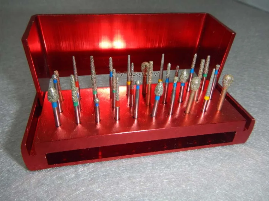 High Speed Burs 30Pcs Dental Diamond Burs Drill + Disinfection Red Bur
