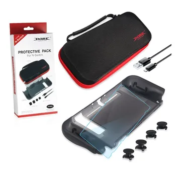 

5 in 1 Protective Pack With Storage Bag Protective TPU Case Screen Protector Film Charging Cable For Nintendo Switch Console