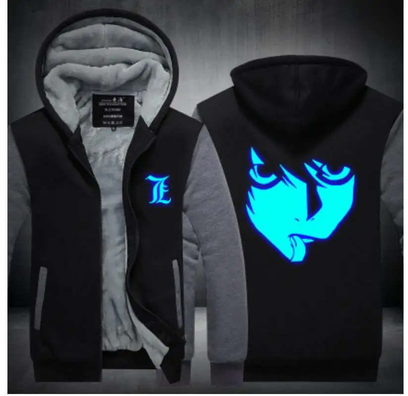 

Ryuk Ryuuku New hot Death Note Deathnote Zipper thicken fleece cosplay costume hoodie jacket unisex hoodies Luminous unsiex coat