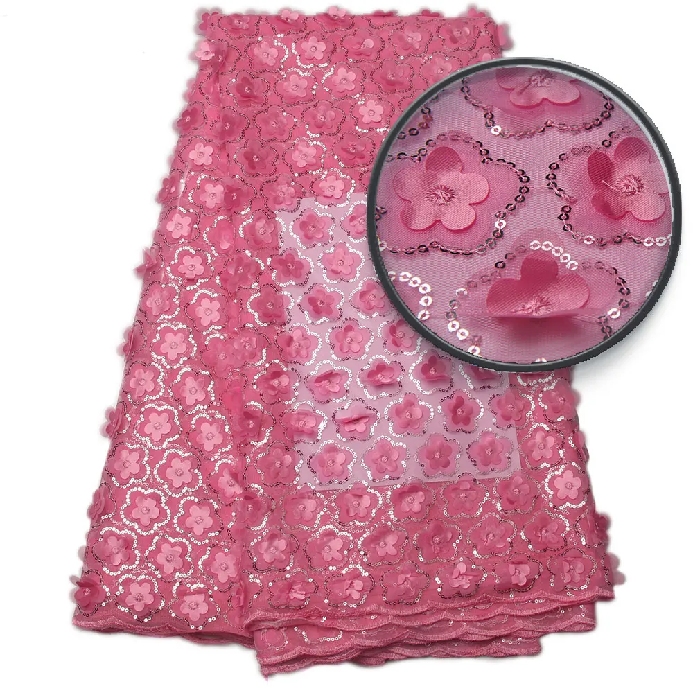 

2017 Pink Free Shipping African French Lace Fabric High Quality African Tulle Lace Fabric For Wedding African Net lace NA840B-1