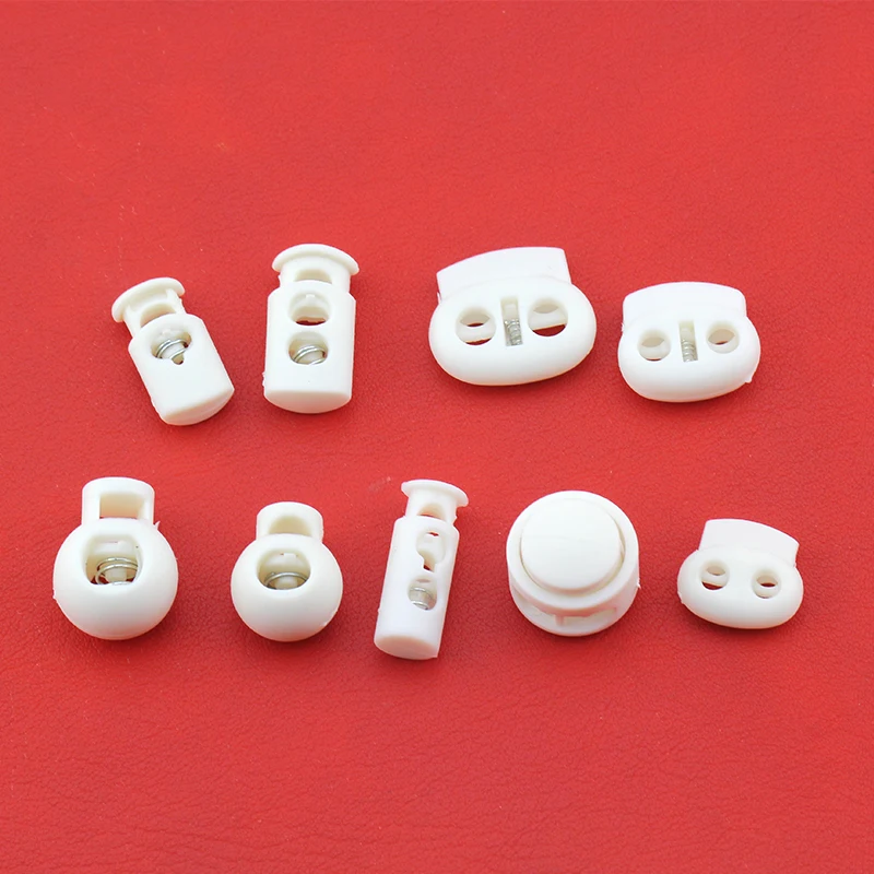 

10pcs white cord lock spring clasp plastic