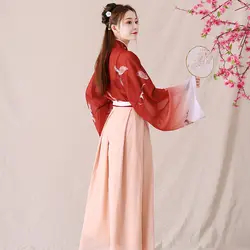 2019 китайское платье Китайский традиционный год Женская одежда ханьфу женский hanfu древний китайский костюм hanfu платье ретро