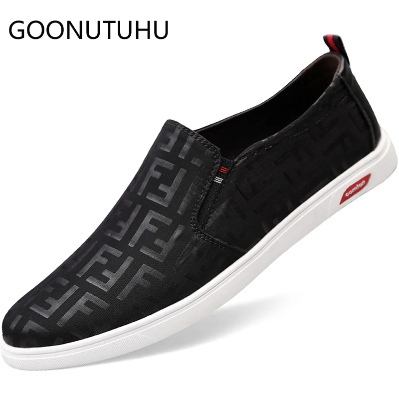 

2019 new fashion men's shoes casual breathable canvas loafers male black and orange slip on shoe man flat shoes for men hot sale