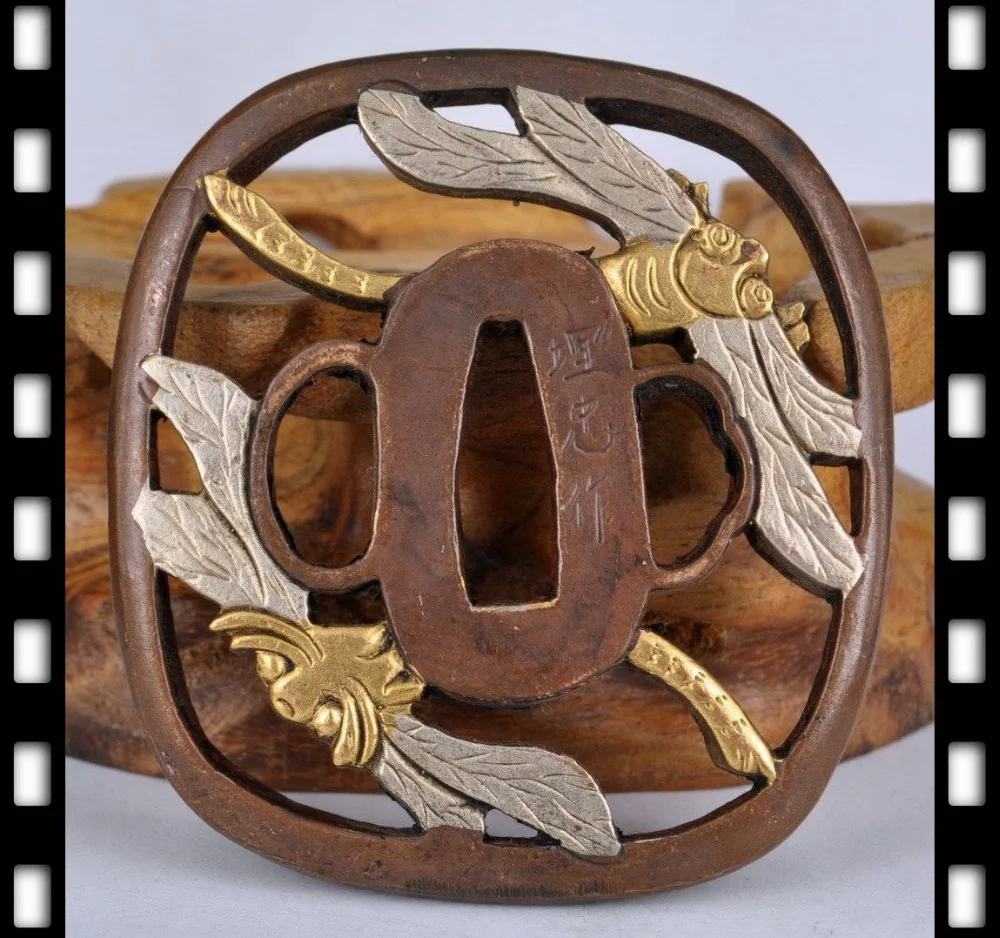 Japan samurai sword accessories copper Katana tsuba 10 Dragonfly