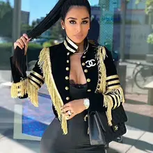 Высококачественная Новинка года, женская черная куртка с кисточками, модная водолазка, вечерние куртки с лентами