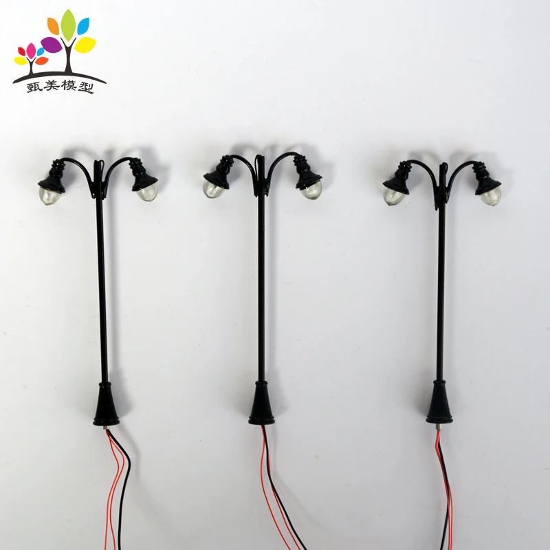 

10 Pieces/ 1:100 Scale Double-head LED Model Lamp Lamppost Model Metal Streets Lamp Model Train Railway Architecture Street Lamp
