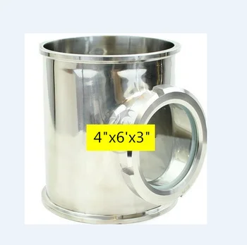 

Dia 4"x 6"Long with 3" Union Sight Glass Tee. SS304 Stainless Sight Glass View, Moonshine Distiller Cloumn
