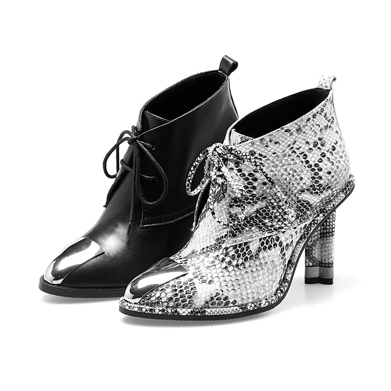 Encaje Serpentina Mujer Para Cortas 40 Black Señaló Metal Botas Toe Zapatos Negro Gran De Enmayla Escondidas Mujeres Tamaño Alta Talones serpentine Tobillo gqyzS