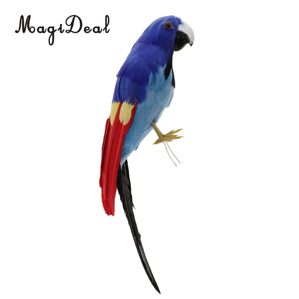 12'' / 30cm Decorative Feather Parrot Model Artificial Bird Statue Macaw Figurine Fancy Dress Props Garden Lwan Tree Decor