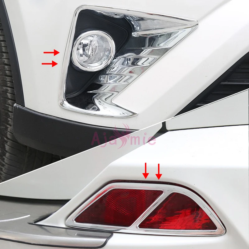 

Chrome Car Styling Front Rear Fog Lamp Cover Light Trim Foglight Overlay Panel Frame Kit 2016 2017 For Toyota RAV4 Accessories