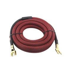 Audiophile Speaker Cable Spade to Spade Home Theater Amplifiler Subwoofer Jack Y Audio Cable OFC Wire Braided 1M 2M 2.5M 3M 5M