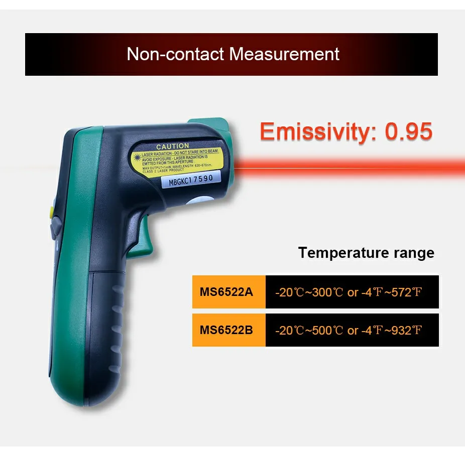 MASTECH MS6522A цифровой измеритель температуры тестер лазерная указка бесконтактный инфракрасный ИК термометр