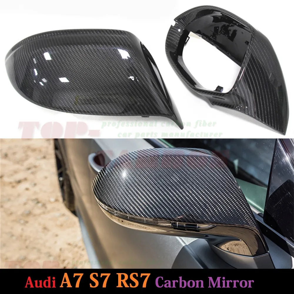 1 1 Replacemance for Audi A7 S7 RS7 Carbon Fiber Mirror Covers Rear View Without Lane