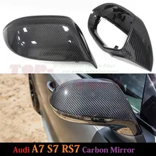 1 1 Replacemance for Audi A7 S7 RS7 Carbon Fiber Mirror Covers Rear View Without Lane