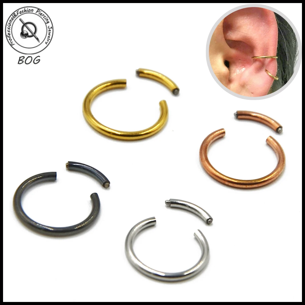 

1PC 16G Surgical Steel Segment Ring Ear Piercing Nose Rings Captive Nose Hoop Piercings Clip on Earrings For Unisex Body Jewelry