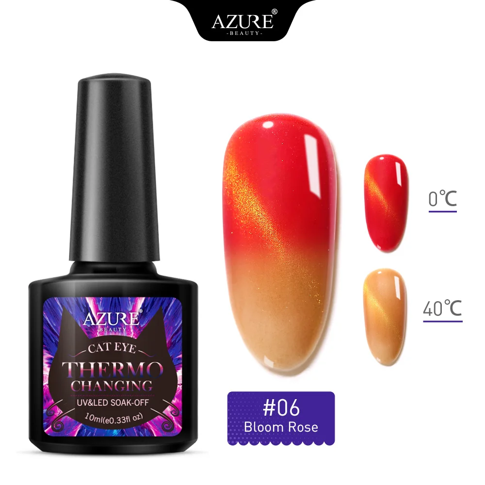 

Azure Beauty Orange Color Cat Eyes Led Gel Polish Chameleon Temperature Led Nail Polish Lacquer Magnetic Gel Need Magnet Stick