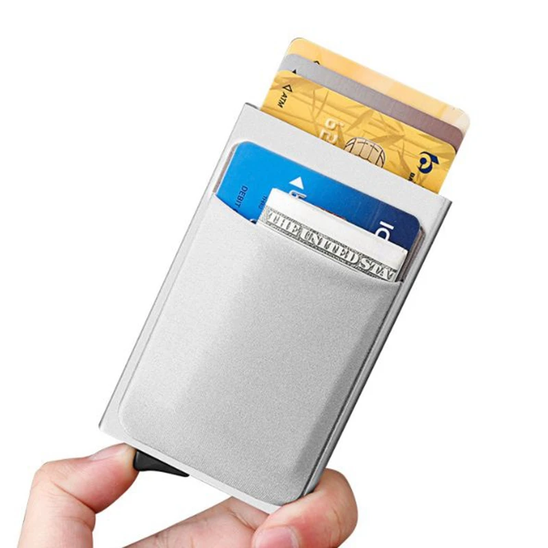 Алюминиевый кошелек с карманом держатель для ID карты блокировка Rfid тонкие