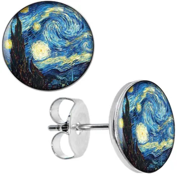 

Wholesale Stud Earrings Star Night Stainless Steel Ear Studs Fashion Jewelry Unisex Earring 8mm 10mm AW5186