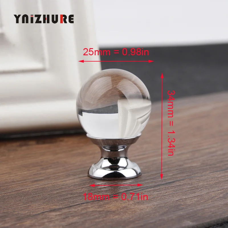 Hot 20/30mm Crystal glass ball Design Knobs Cupboard Pulls Drawer Knobs Kitchen Cabinet Handles Furniture Handle Hardware Knob - Цвет: 2010-25