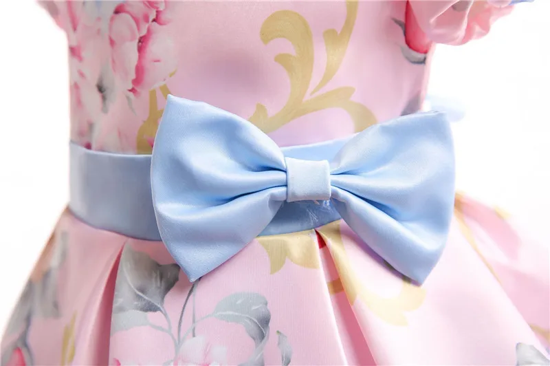 Baby Girls Snow Princess Dresses Flower Printed Children Girl Formal Dress Little Kids Puff Sleeve Princess Beautiful Dresses06