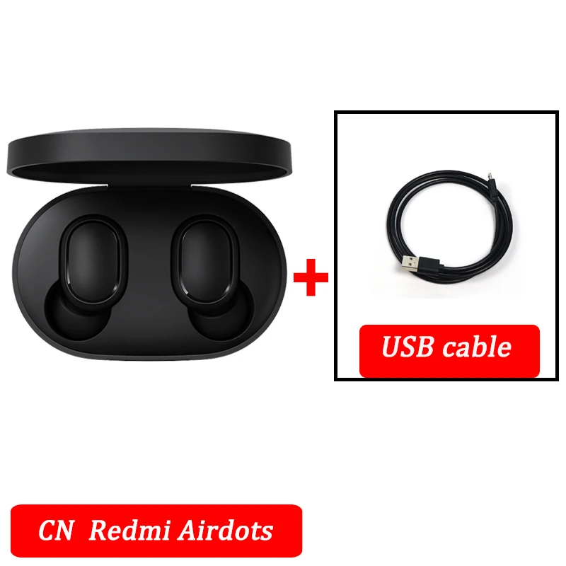 Xiaomi airdots Redmi Airdots TWS беспроводные наушники Голосовое управление Bluetooth 5,0 шумоподавление управление краном - Цвет: CN Add USB cable