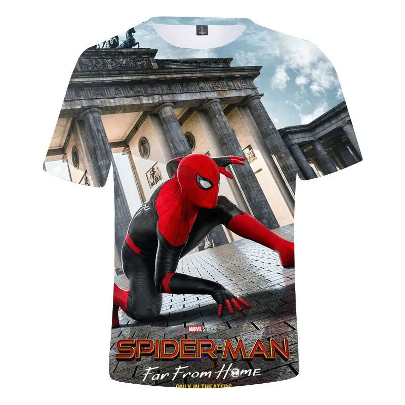Детская футболка для мальчиков с 3D-принтом «Человек-паук»; забавная футболка с короткими рукавами с супергероем и человеком-пауком; одежда для маленьких девочек