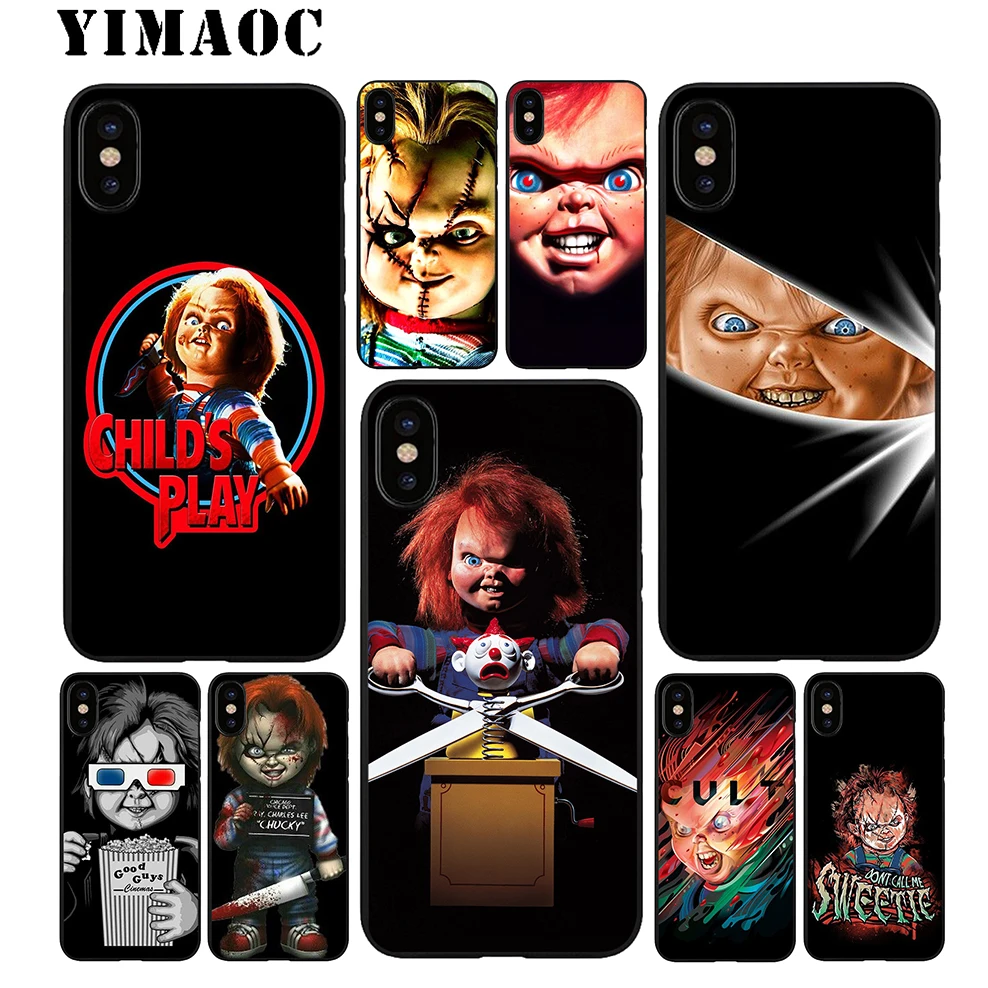 YIMAOC Chucky Doll Soft TPU Black Silicone Case for iPhone X or 10 8 7 6 6S Plus 5 5S SE Xr Xs