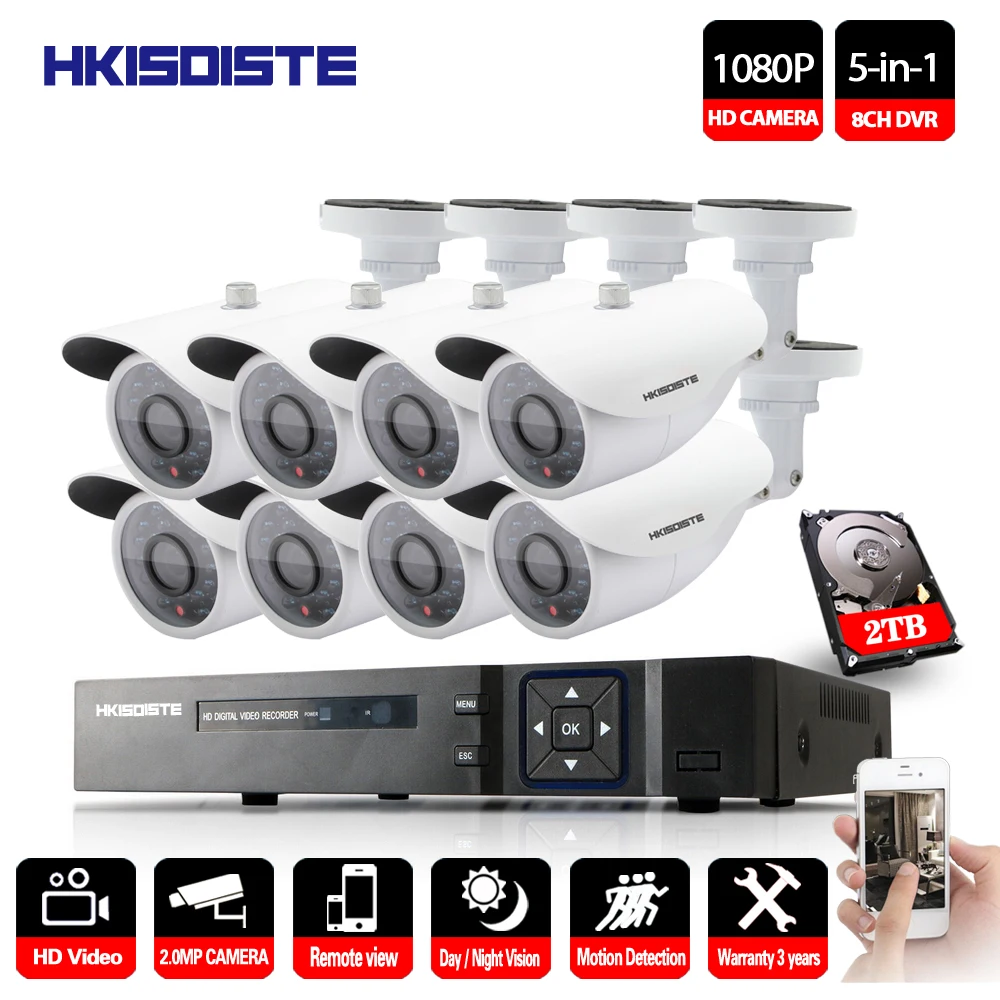 Камера видеонаблюдения hkixdistee 8 каналов 2 МП DVR с поддержкой аналогового AHD TVI CVI IP