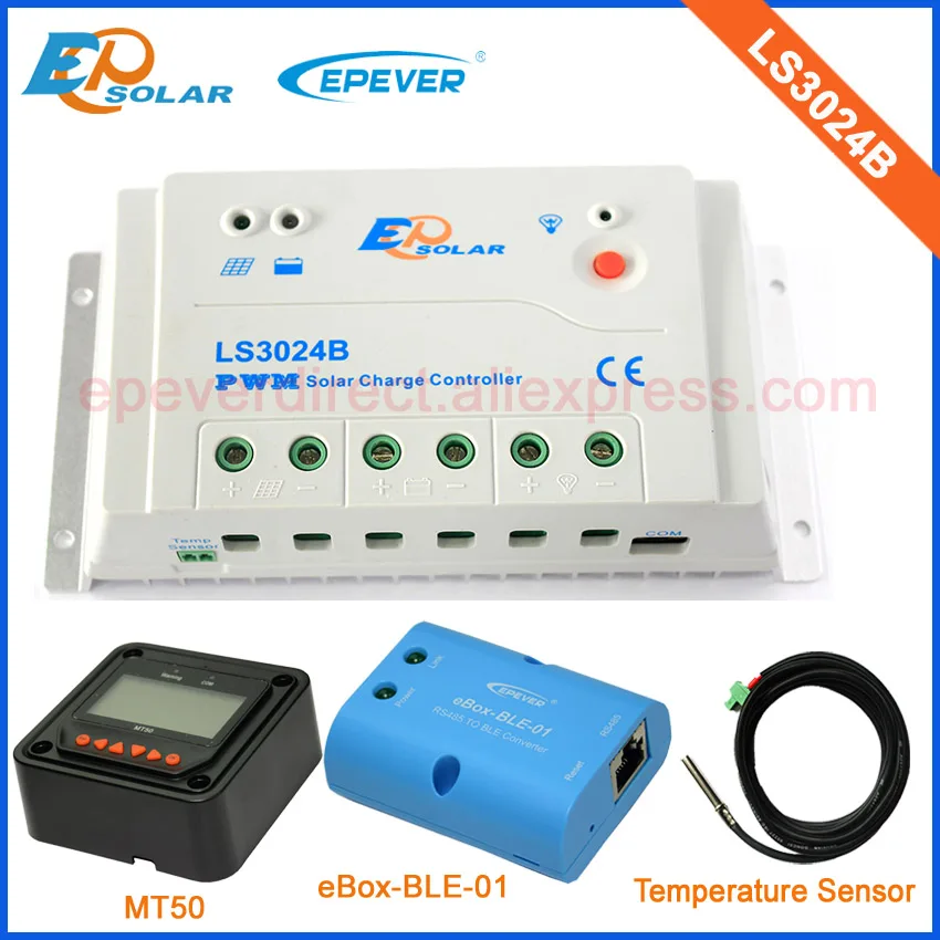 

solar power Regulator panels 12v 24v 30amp 30A charge Controller LS3024B BLE box+black MT50 temperature sensor