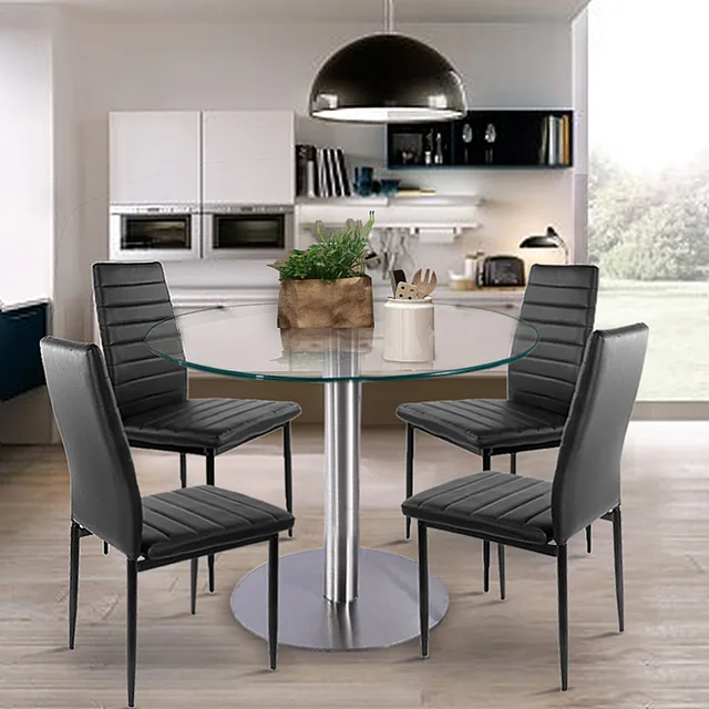 Special Price Glass Dining Set Round Dining Table with 4pcs Dining Chair Faux Leather Dining Room Furniture Dropshipping Special Price Glass Dining Set Round Dining Table with 4pcs Dining Chair Faux Leather Dining Room Furniture Dropshipping