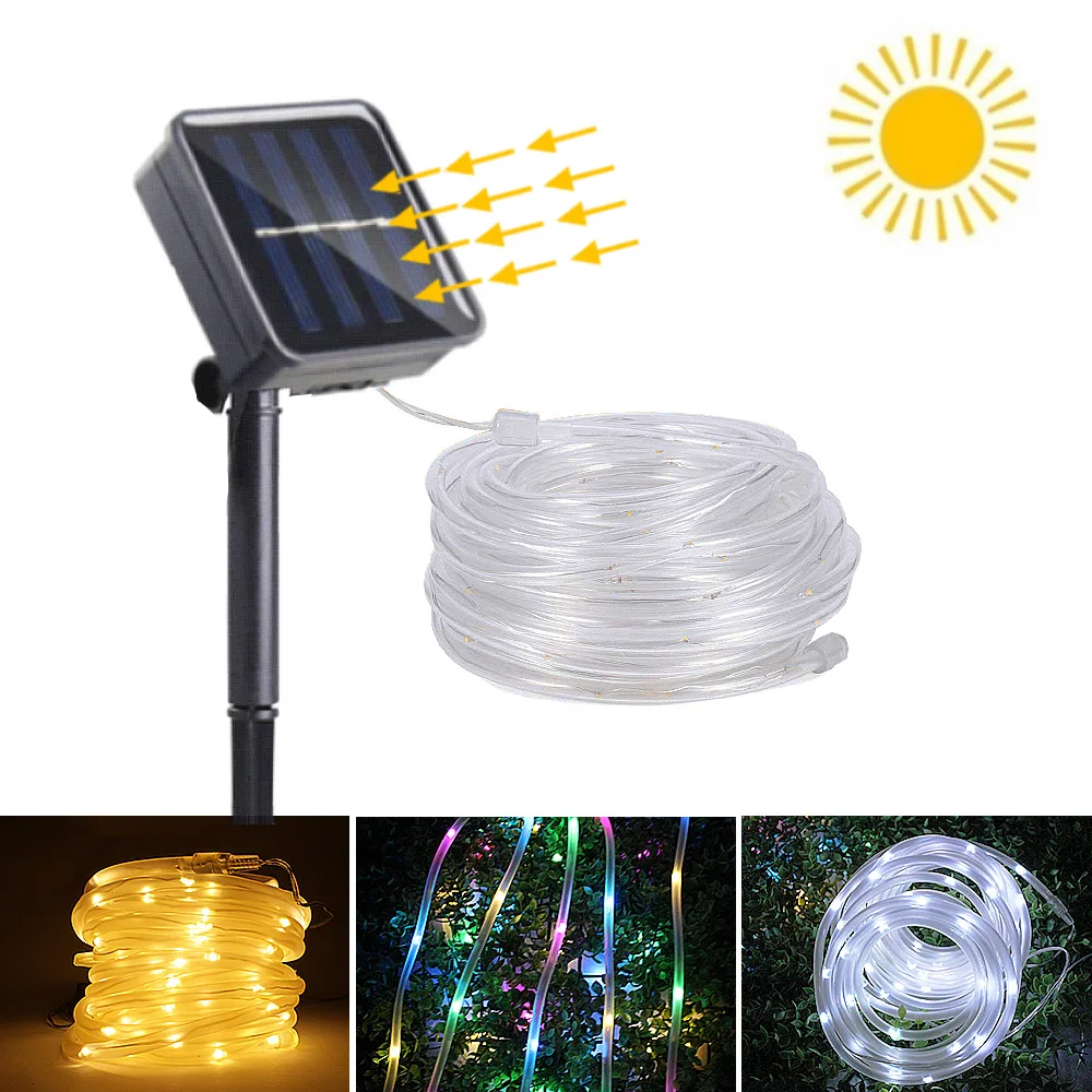 Holiday led String Lights Solar Power Outdoor Waterproof Rope Tube Patio Fairy Lights Garland Christmas Decoration Garden Light  (10)
