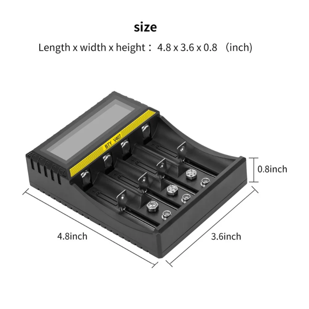 Многофункциональное зарядное устройство 4 слота Li-fe Ni-MH Ni-CD Смарт зарядное устройство для AA/AAA/18650/26650/6F22/16340/9 V батареи
