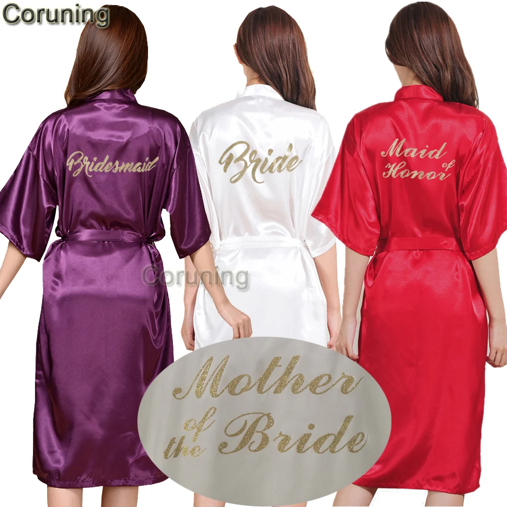 TJ01 Large Size S 3XL Gold Letter Bride Bridesmaid Get Ready Robes 