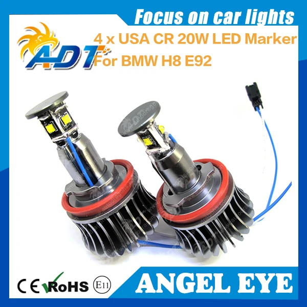 20W No error Angel Eyes Xenon Headlight Cr LED Marker Xenon White for BMW E87 E82 E90 LCI E91 E92 E93 E60 E61 X1 X5 X6 H8 E92 80w h8 angel eyes led marker xenon white 7000k for bmw e90 e92 x5 e71 x6 e82 m3 e60 e70